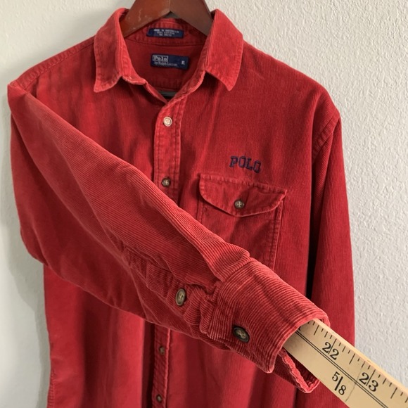 Vintage Polo Ralph Lauren Corduroy Shirt Men's XL Red Button Down Heritage 90s - Picture 8 of 13